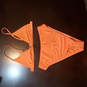 NWOT Prettylittlething corral high waisted very high thigh bikini